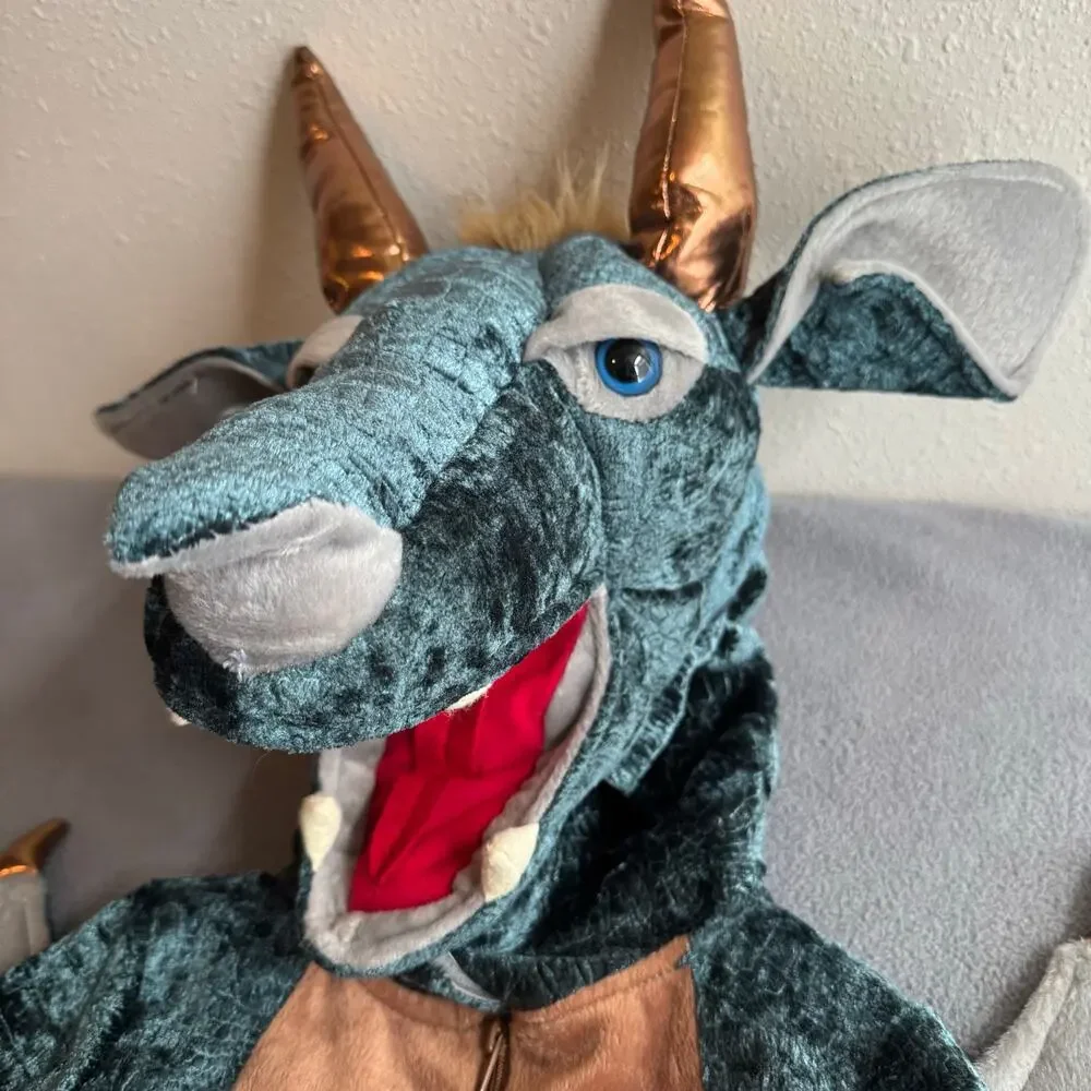 FAO Schwartz Dragon Costume Kids 3T Blue‎ Green Fantasy Theater Halloween